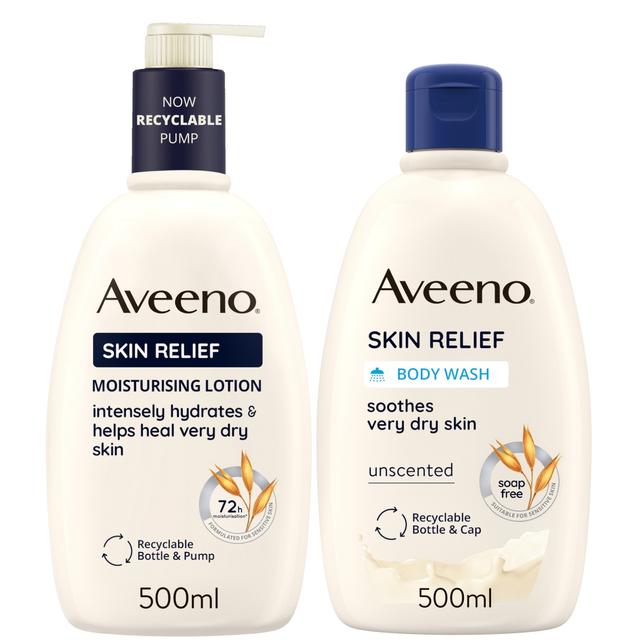 Aveeno Skin Relief Wash and Lotion Duo for Very Dry Skin 1L Mega Bundle on Productcaster.