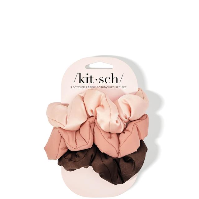 Kitsch Recycled Fabric Puffy Scrunchies 3 Piece Set - Rosewood on Productcaster.