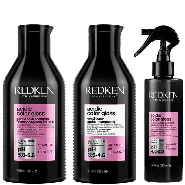 Redken Acidic Color Gloss Sulphate-Free Shampoo and Conditioner 500ml and Heat Protection Leave-in Treatment 190ml Bundle on Productcaster.