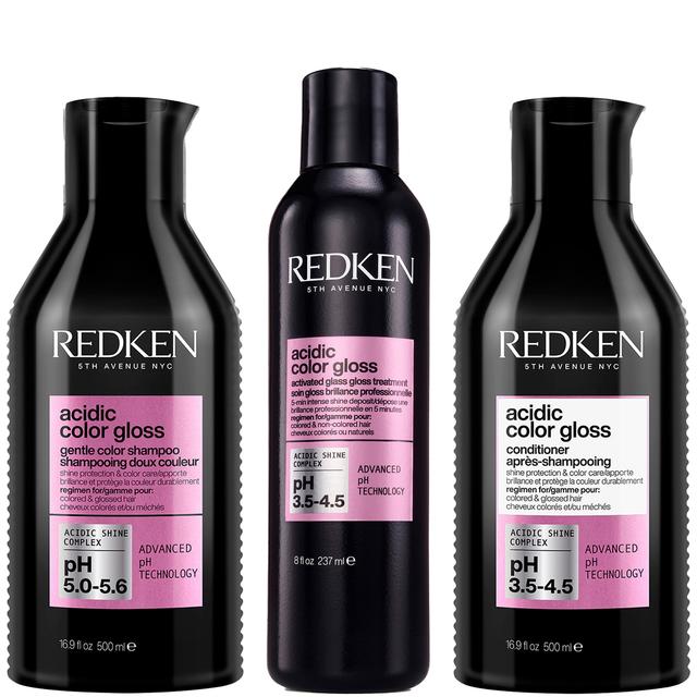 Redken Acidic Color Gloss Sulphate-Free Shampoo 500ml, Activated Glass Gloss Treatment 237ml and Conditioner 500ml Bundle on Productcaster.