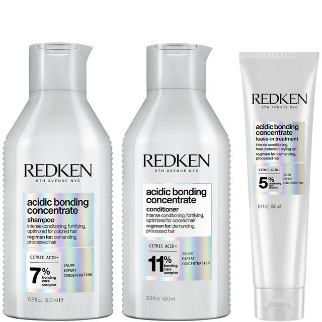 Redken Acidic Bonding Concentrate Shampoo 500ml, Conditioner 500ml and Leave-in Treatment 150ml Bond Repair Supersize Bundle on Productcaster.