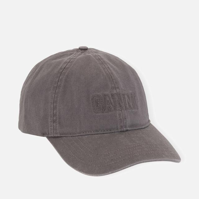 Ganni Embroidered Organic Cotton Baseball Cap Grey on Productcaster.