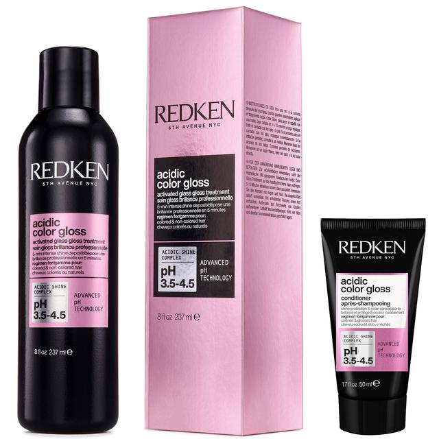 Redken Acidic Color Gloss Activated Glass Gloss Treatment 237ml and Conditioner Travel Size 50ml, Routine for Glass-Like Shine on Productcaster.