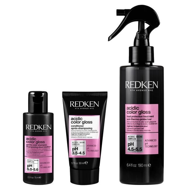 Redken Acidic Color Gloss Shampoo Travel Size 75ml, Conditioner Travel Size 50ml and Heat Protection Treatment 190ml on Productcaster.