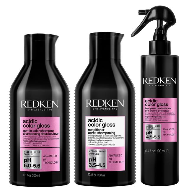 Redken Acidic Color Gloss Shampoo, Conditioner 300ml and Heat Protection Treatment 190ml Bundle on Productcaster.