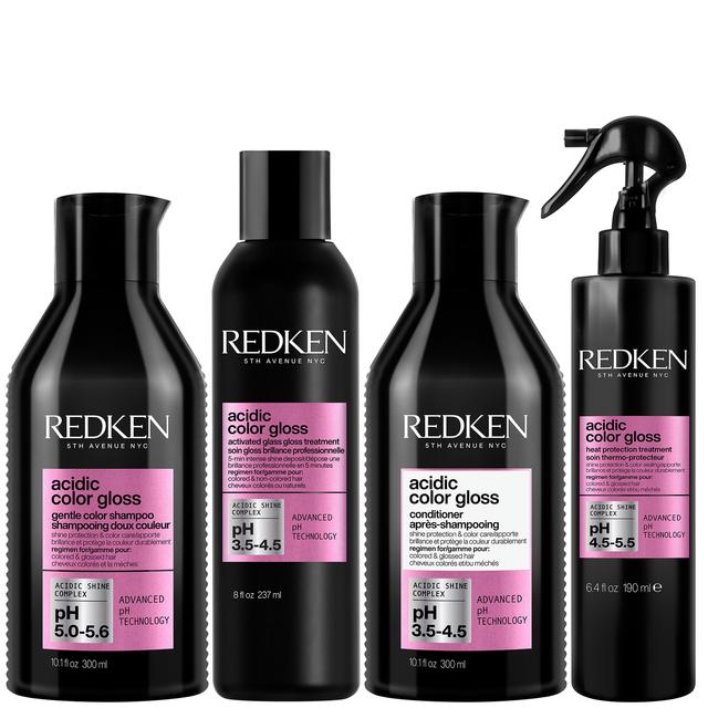 Redken Acidic Color Gloss Shampoo 300ml, Glass Gloss Treatment 237ml, Conditioner 300ml & Leave-in Treatment 190ml on Productcaster.