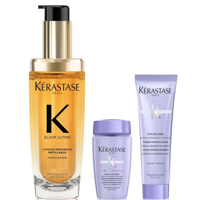 Kérastase Elixir Ultime L'Huile Originale Hair Oil 75ml with Mini Deluxe Blond Absolu Shampoo 30ml and Conditioner 30ml Duo on Productcaster.