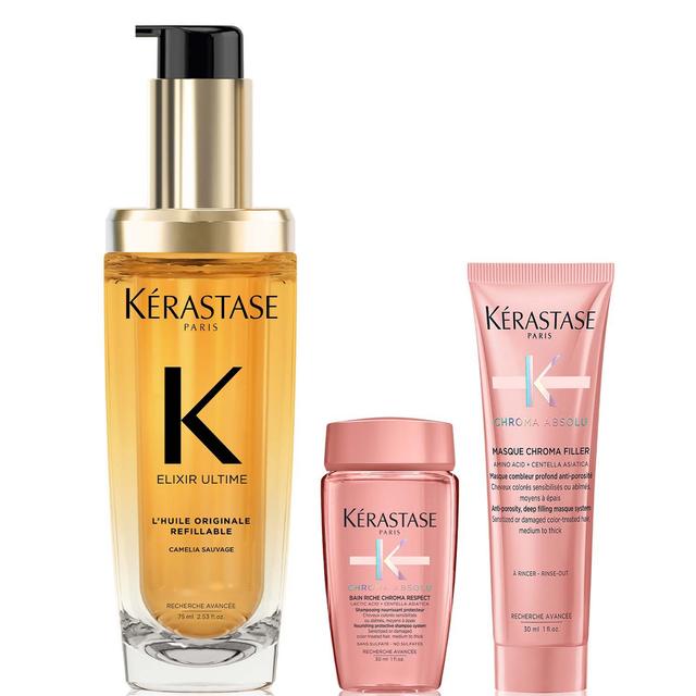 Kérastase Elixir Ultime L'Huile Originale Hair Oil 75ml for all hair types with FREE Mini Deluxe Chroma Absolu Shampoo 30ml and Mask 30ml Duo on Productcaster.