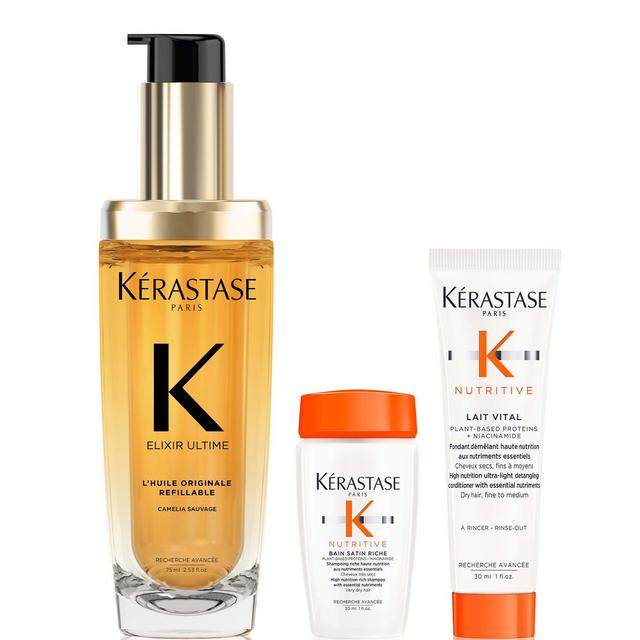 Kérastase Elixir Ultime L'Huile Originale Hair Oil 75ml with Mini Deluxe Nutritive Shampoo 30ml and Conditioner 30ml Duo on Productcaster.