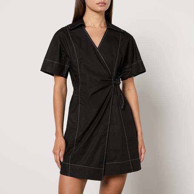 Ganni Cotton-Poplin Wrap Mini Dress - EU 36/UK 8 on Productcaster.