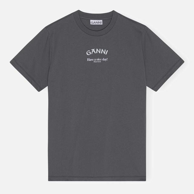 Ganni Basic Logo-Print Cotton-Jersey T-Shirt - M on Productcaster.