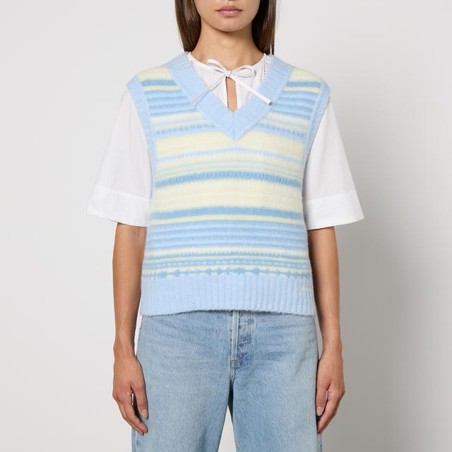 Ganni Striped Intarsia-Knit Vest - M on Productcaster.