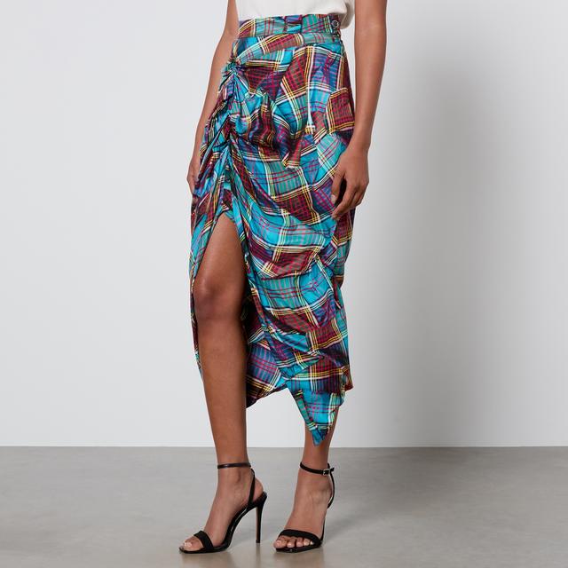 Vivienne Westwood Tartan Side Panther Matte-Satin Skirt - IT 42/UK 10 on Productcaster.