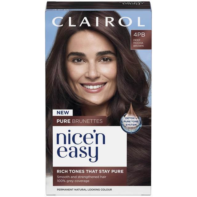 Clairol Nice'n Easy Crème, Pure Brunettes Permanent Hair Dye, 4PB Deep Mocha Brown on Productcaster.