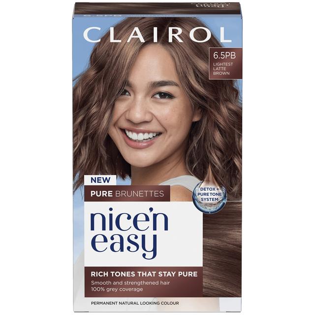 Clairol Nice'n Easy Crème, Pure Brunettes Permanent Hair Dye, 6.5PB Lightest Latte Brown on Productcaster.