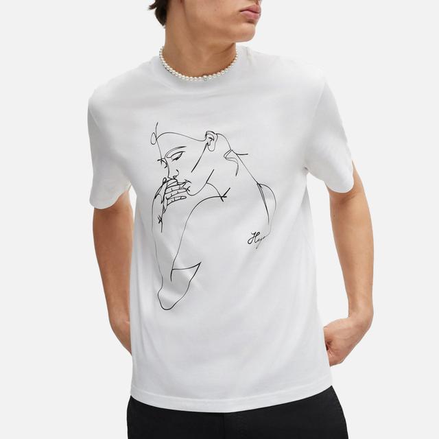 HUGO Red Daximiko Outline Cotton-Jersey T-Shirt - XXL on Productcaster.