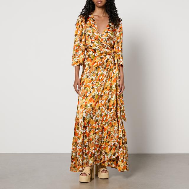 Stella Nova Floral-Print Puckered Silk Wrap Dress - DK 36/UK 10 on Productcaster.