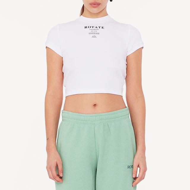 Rotate Sunday Women's Ribbed Cropped T-Shirt - White - S on Productcaster.