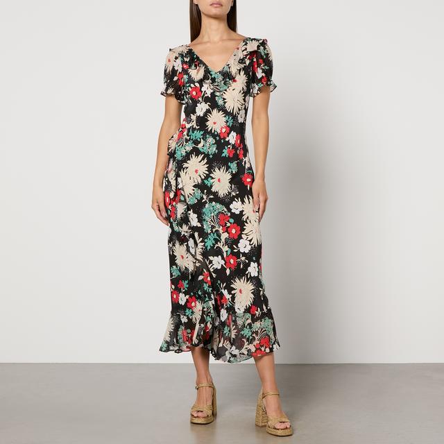 RIXO Clementina Floral-Print Silk-Chiffon Midi Dress - UK 10 on Productcaster.