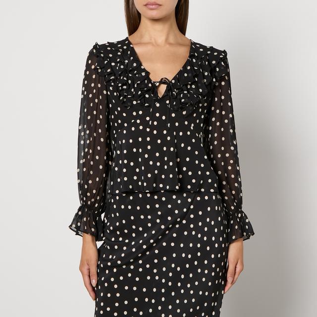 RIXO Lasca Polka Dot-Printed Silk-Chiffon Blouse - UK 8 on Productcaster.