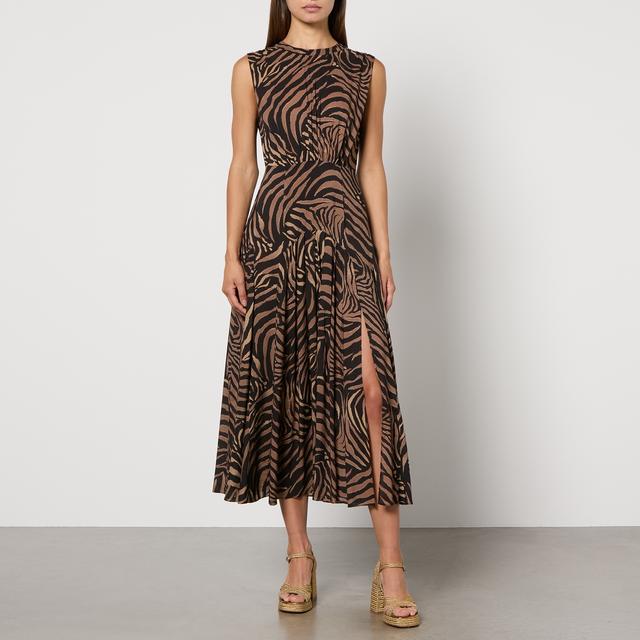 RIXO Coralie Printed Silk Midi Dress - UK 10 on Productcaster.