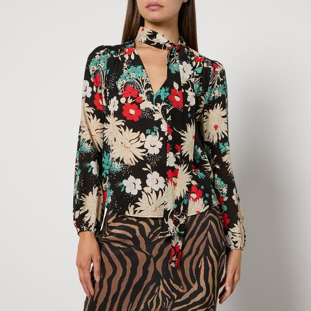 RIXO Moss Floral-Print Silk-Chiffon Blouse - UK 6 on Productcaster.