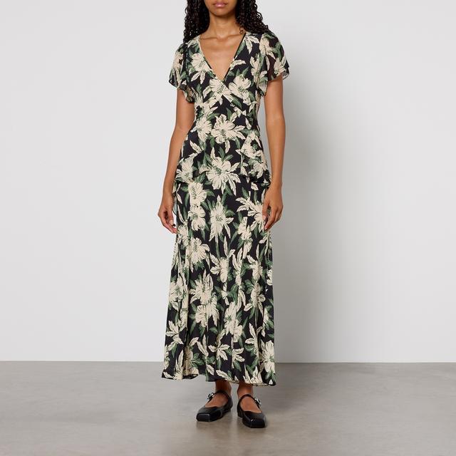 RIXO Evie Floral-Print Silk Midi Dress - UK 12 on Productcaster.