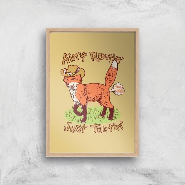 Threadless - Ain't Rootin' Just Tootin' Giclee Art Print - A4 - Wooden Frame on Productcaster.