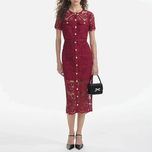 Self-Portrait Guipure Lace Midi Dress - UK 14 on Productcaster.