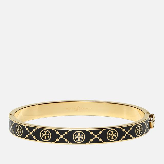 Tory Burch Women's T Monogram Enamel Miller Stud Hinge Bracelet - Tory Gold / Black - M on Productcaster.