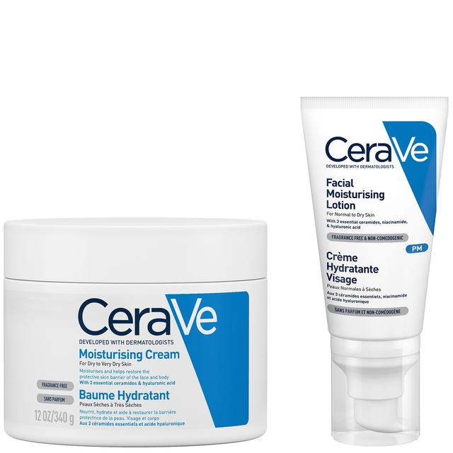 CeraVe Evening Moisturising Routine for Dry Skin, Body and Face Moisturiser with Hyaluronic Acid on Productcaster.