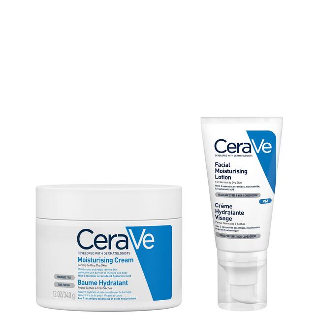 CeraVe Evening Moisturising Routine for Dry Skin, Body and Face Moisturiser with Hyaluronic Acid on Productcaster.