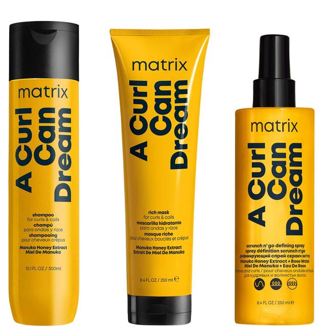 Matrix A Curl Can Dream Shampoo Hair Mask and Scrunch 'N' Go Defining Spray for Wavy and Curly Hair on Productcaster.