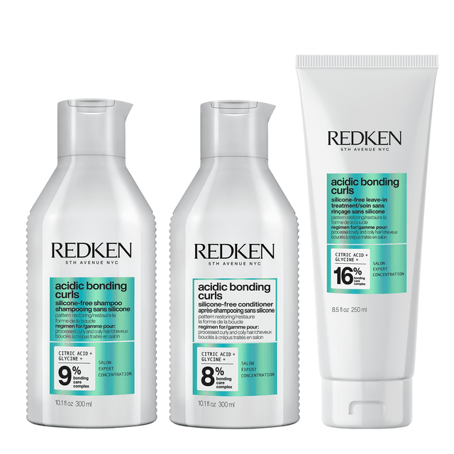 Redken Acidic Bonding Curls Shampoo 300ml, Conditioner 300ml, & Leave-In 250ml Bundle for Damaged Curly & Coily Hair on Productcaster.