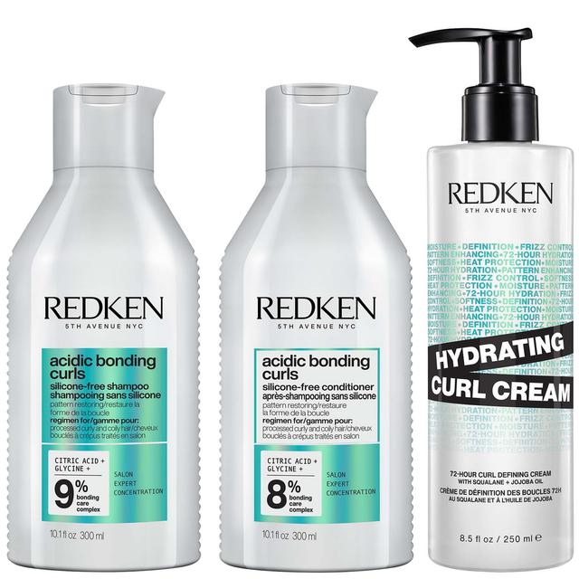 Redken Acidic Bonding Curls Shampoo, Conditioner and Hydrating Curl Cream Bundle for Damaged Curly & Coily Hair on Productcaster.