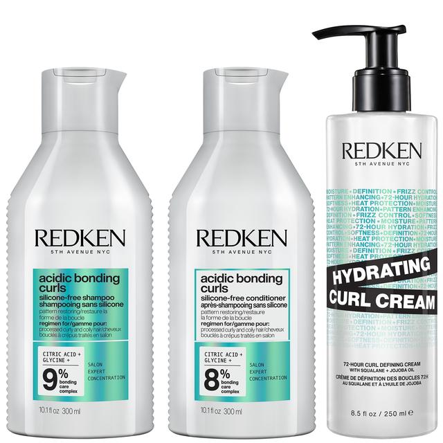 Redken Acidic Bonding Curls Shampoo, Conditioner and Hydrating Curl Cream Bundle for Damaged Curly & Coily Hair on Productcaster.