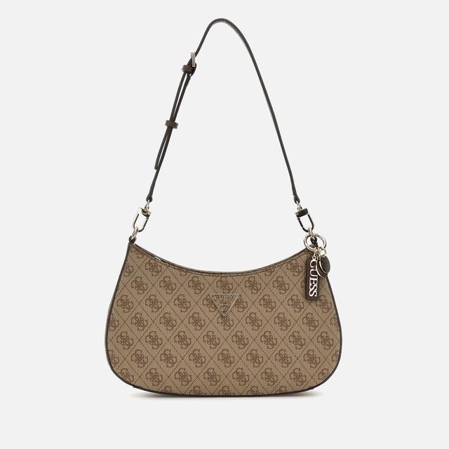 Guess Noelle Canvas and Faux Leather Shoulder Bag Multi on Productcaster.