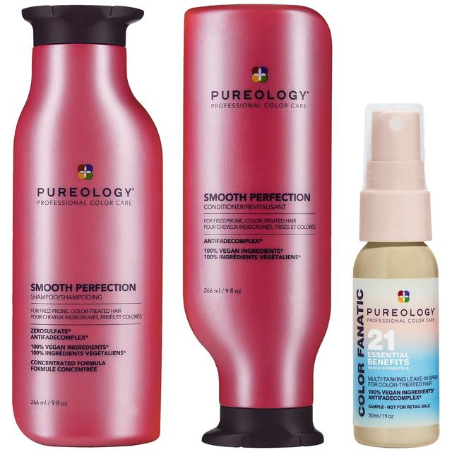 Pureology Smooth Perfection Shampoo and Conditioner with Color Fanatic Bundle for Frizz Prone Colour Treated Hair on Productcaster.