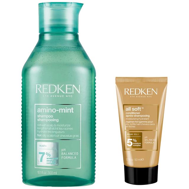 Redken Amino Mint Scalp Cleansing for Greasy Hair Shampoo and All Soft Conditioner Bundle on Productcaster.