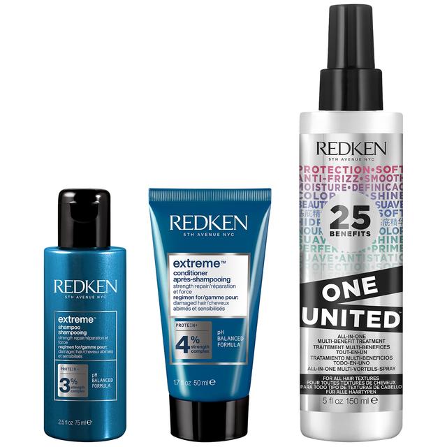 Redken Extreme Shampoo and Conditioner with One United Multi-Benefit Spray Bundle for Damaged Hair on Productcaster.