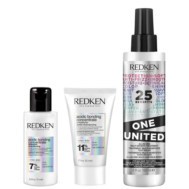 Redken Acidic Bonding Concentrate Shampoo and Conditioner with One United Spray Bundle for Healthy Looking Hair on Productcaster.