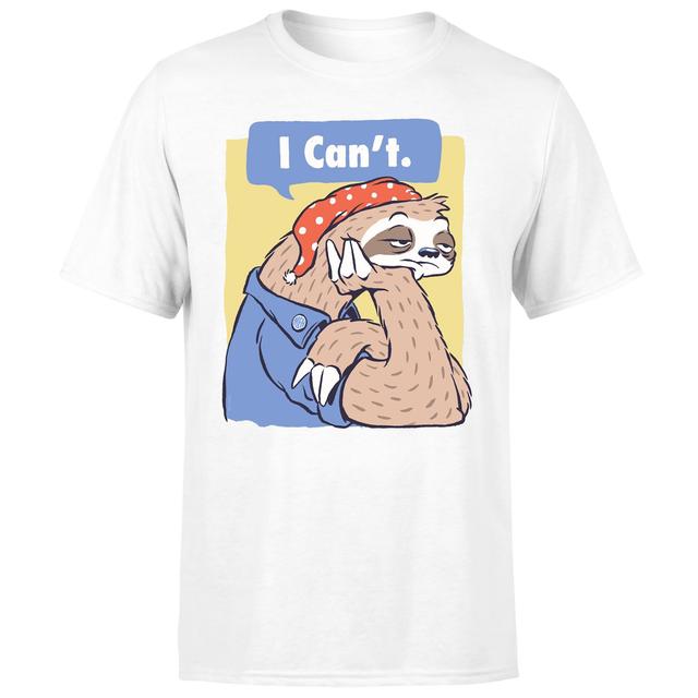 Threadless x IWOOT I Can't Funny Lazy Sloth Parody Unisex T-Shirt - White - L on Productcaster.