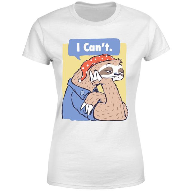 Threadless x IWOOT I Can't Funny Lazy Sloth Parody Women's T-Shirt - White - XL on Productcaster.