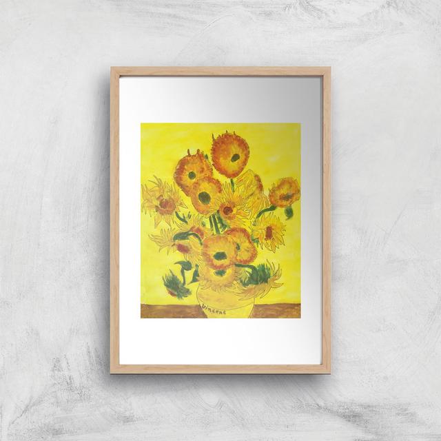 Threadless x IWOOT Sunflower Painting Giclee Art Print - A4 - Wooden Frame on Productcaster.