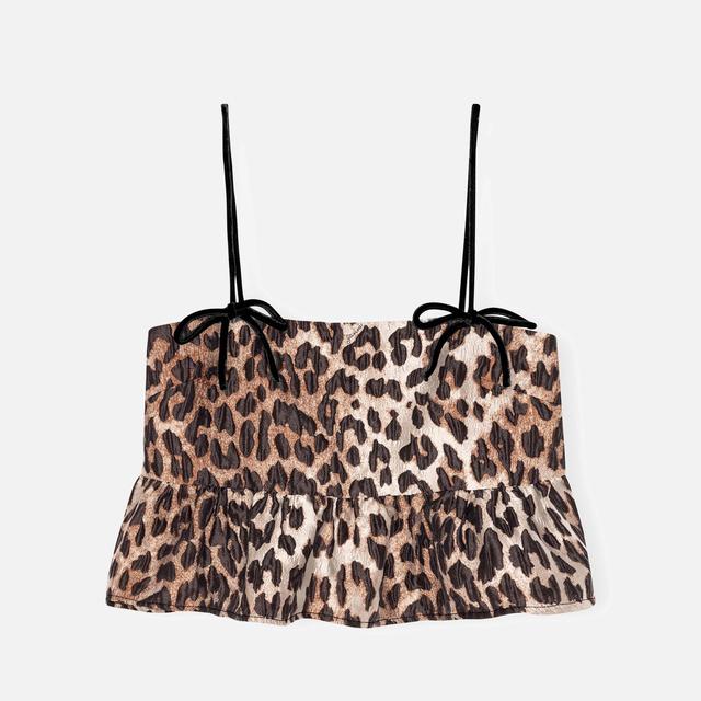 Ganni Leopard-Jacquard Top - EU 44/UK 16 on Productcaster.