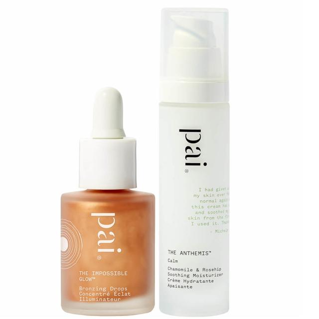 Pai Skincare The Impossible Glow Bronzing Drops 10ml and The Anthemis Chamomile and Rosehip Soothing Moisturiser 50ml Duo on Productcaster.