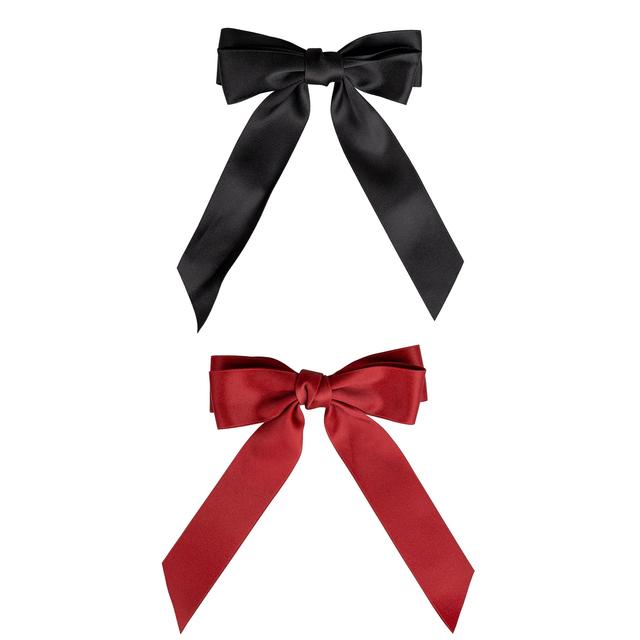 brushworks Satin Hair Bow Duo – Red and Black on Productcaster.