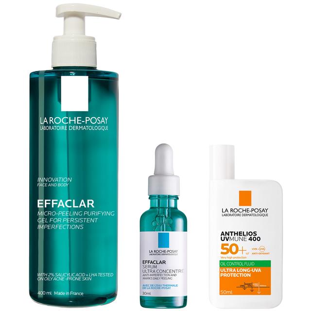 La Roche-Posay Breakout-Fighting Set- High Strength: Effaclar Micro-Peeling Cleanser, Anti Blemish Serum and SPF50+ on Productcaster.