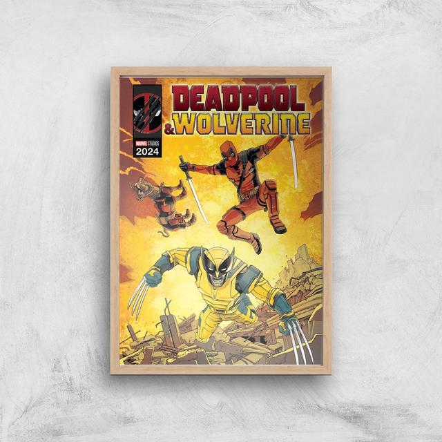 Deadpool Big Slow Motion Action Sequence Giclee Art Print - A4 - Wooden Frame on Productcaster.