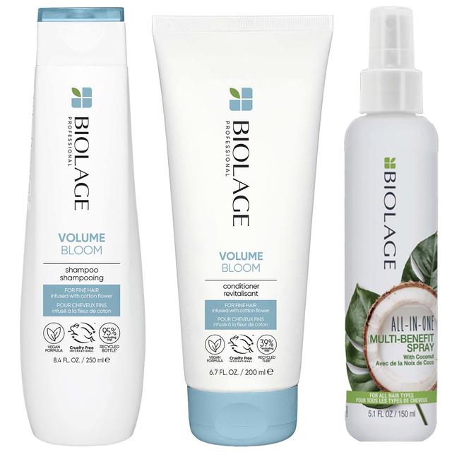 Biolage Volume Bloom Volumising Shampoo and Conditioner and All-in-One Coconut Infusion Multi-Benefit Leave-in Hair Spray Bundle on Productcaster.